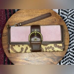 COACH Vintage Madison Hair-On Leopard Print and Lavender Suede Wristlet